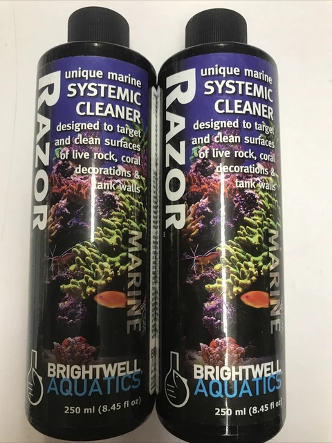 2 X 250ml BRIGHTWELL RAZOR Marine Aquarium Systemic Cleaner