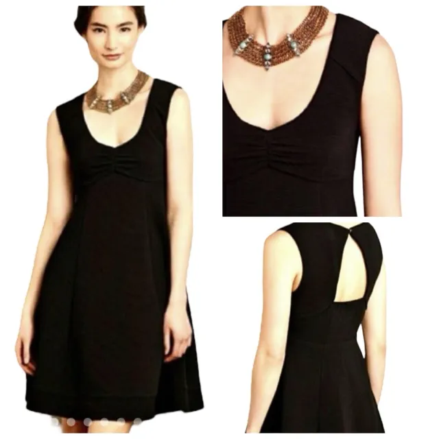 Maeve Anthropologie Black Textured Knit Fit and Flare Sleeveless Dress size M