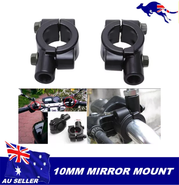 10Mm Thread 7/8" Handlebar Motorcycle Mirror Adaptor Holder Mount Clamp Black 2