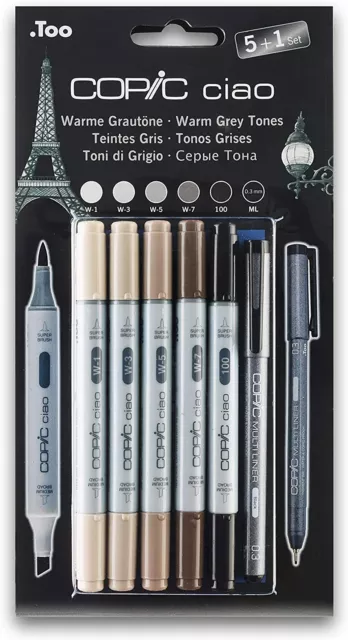 COPIC Hobbymarker ciao 5+1 Set warme Grautöne Layout Skizzieren Illustrieren neu