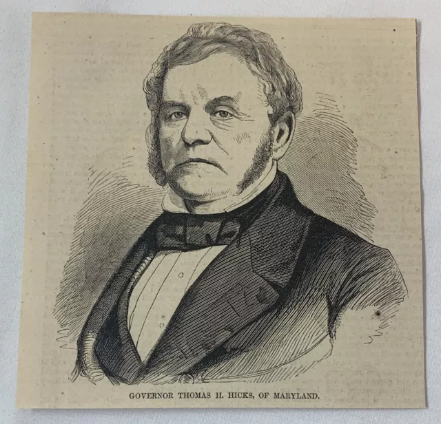 1861 Rivista Incisione ~ Governatore Thomas Holliday Hicks Maryland