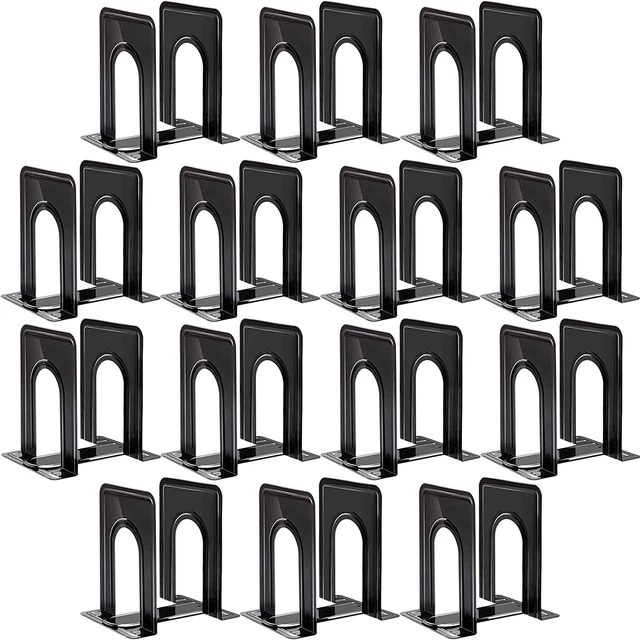 Bookends, 28Pcs Metal Bookends, Black Book Ends Holder, Book Ends, Book Ends for