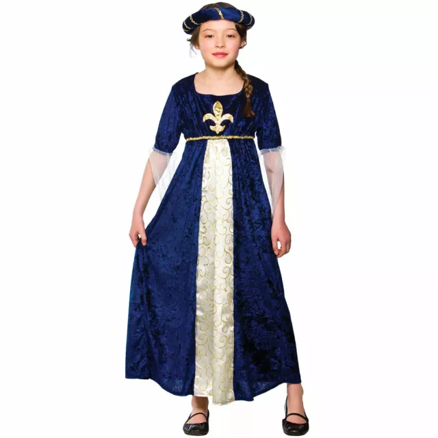 Girls Regal Princess Costume Fancy Dress Up Party Halloween Medieval Outfit Kids