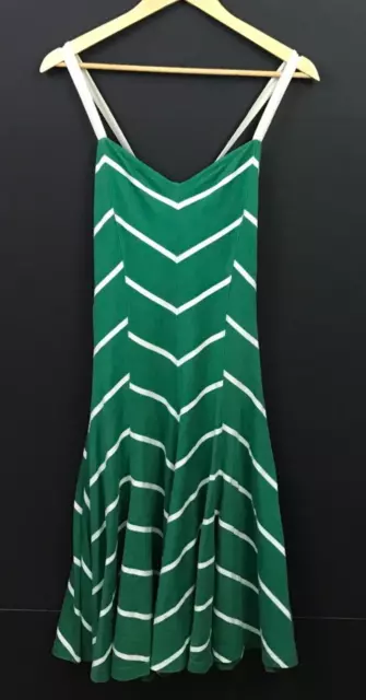 Ralph Lauren Polo Rugby Green Striped Cotton A-Line Dress Size S Small