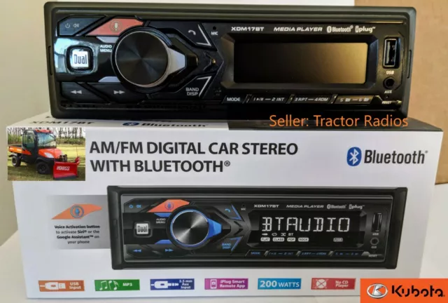 Kubota Radio AM FM USB AUX Bluetooth RTV RTX 1100 LX Stereo Harness Plug LX2610