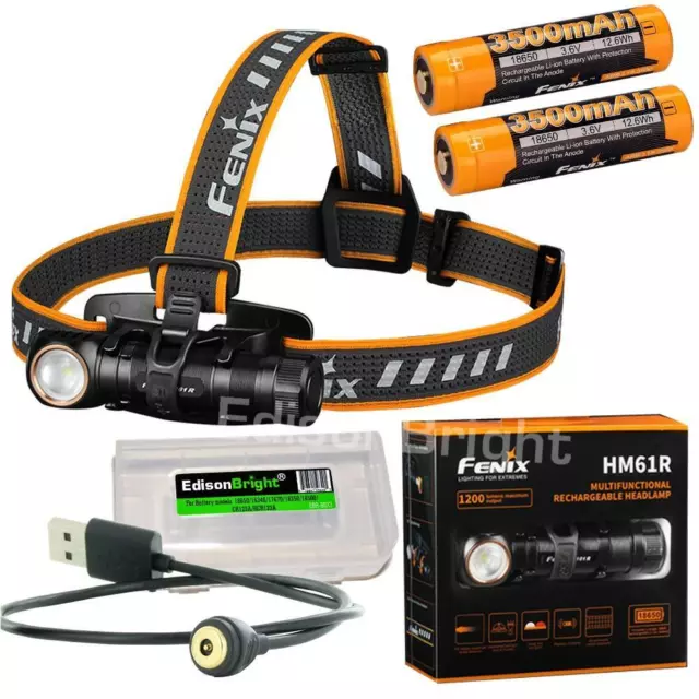 Fenix HM61R 1200 Lumen rechargeable LED Headlamp/flashlight w/ 2X3400mAh battery