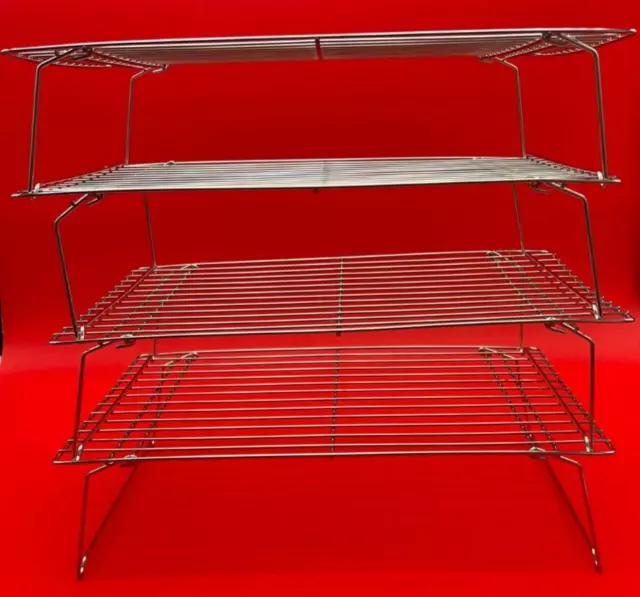 4-Tier Stackable Cooling Racks for Baking, 100% Stainless Steel Wire Rack, Oven