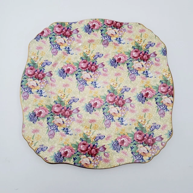 Royal Winton Grimwades Welbeck 2 Dinner and 2 Salad Plates Chintz Yellow 1995 5