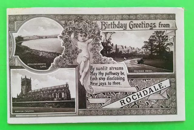 Birthday Greetings multiview from Rochdale - 1910s