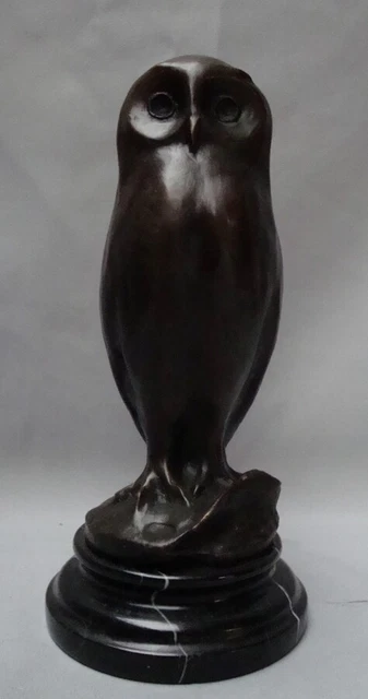 Estatua Búho Búho Pájaro Fauna Art Deco Estilo Art Nouveau Estilo Bronce sólido