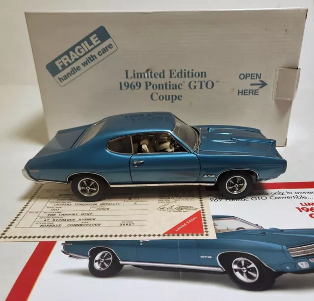 Danbury Mint 1969 Pontiac GTO Coupe Crystal Turquoise Limited Edition #582