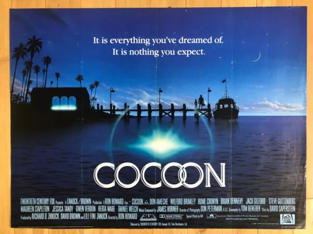 Cocoon Original UK Quad (30"x40") Folded Cinema Poster Cult 80s Sci Fi 1985