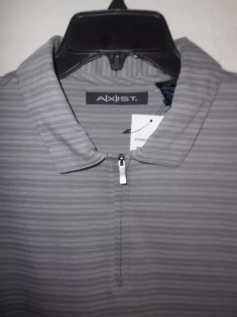 NEW A(X)IST Mens Polo Casual Short Sleeve Shirt Large Gray