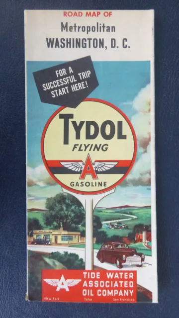 1947 metro Washimgton, D.C.   road map Tydol Flying A  oil  gas