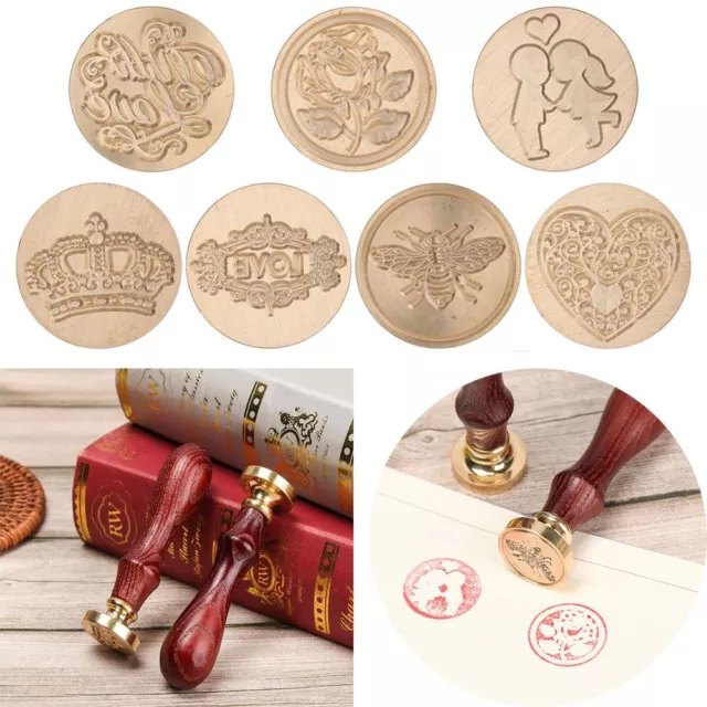 Sealing Wax Stamps Copper Seals with Wooden Hilt, Vintage wiccan Seal Wax  Stamp