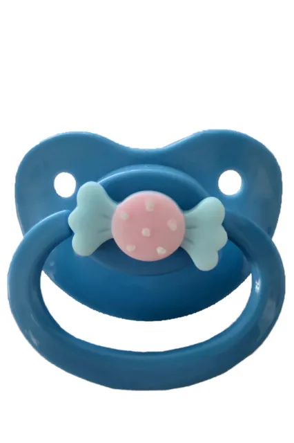 Abdl Pacifier Adult XXL Plate And Teat Blue Bow
