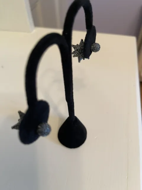 NIB $249 Atelier Swarovski Kalix Double Stud Pierced Earrings dark grey #5263678