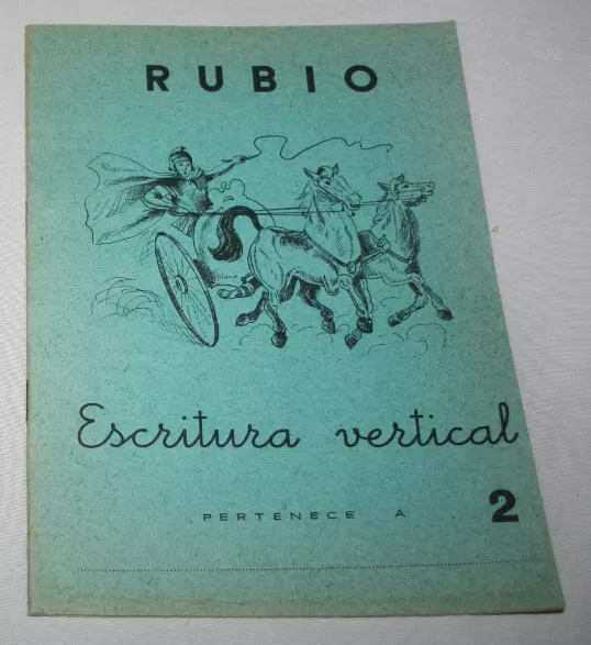 Antiguo Cuaderno Escolar Sin Usar, Rubio 2 Escritura Vertical 1962, Cuadriga 7ªu