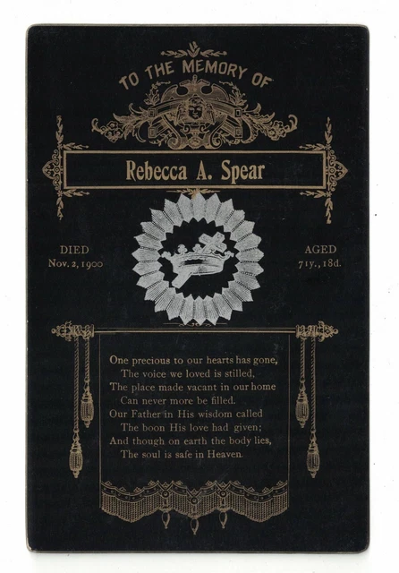 1900 Funeral Memorial Cabinet Card  - Rebecca Spear