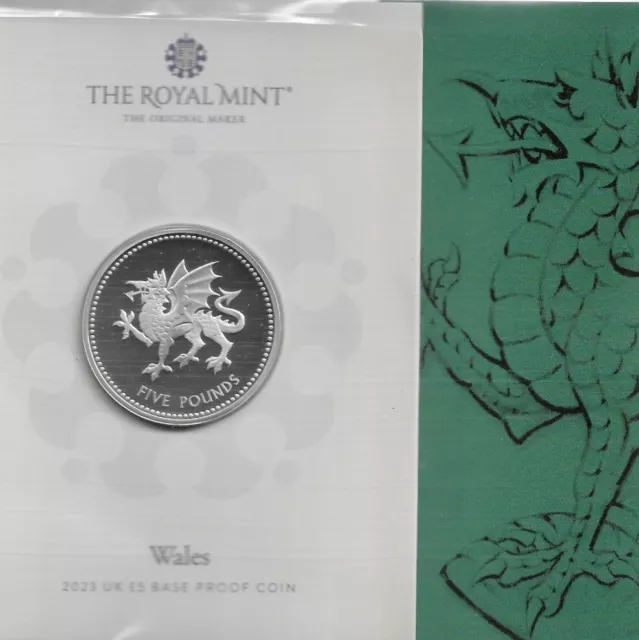 2023 Wales Dragon Uk £5 Base Proof Coin Royal Mint Experience Exclusive Only Oos