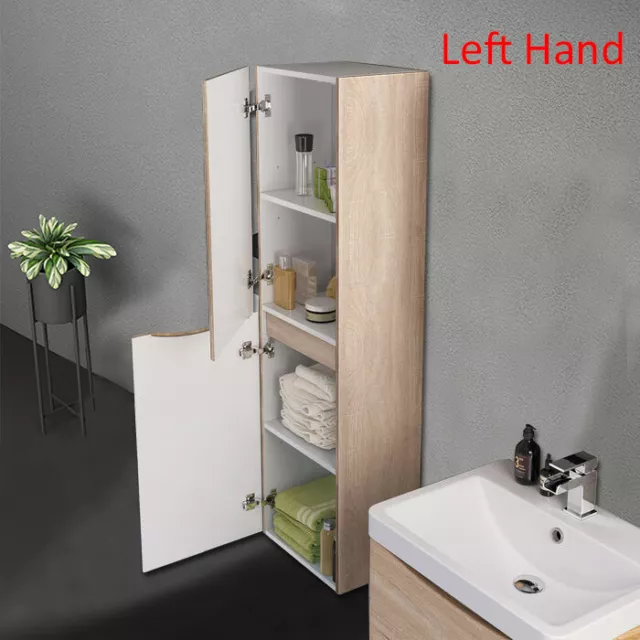 1400mm Bathroom Tall Storage Furniture Wall Hung Smile Cabinet Left Right Hand