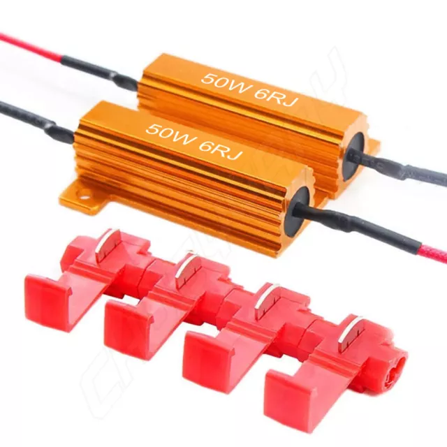 2pcs Load Resistor 50W 6RJ LED Decoder Fix Error Code Hyper Flash Turn Signal