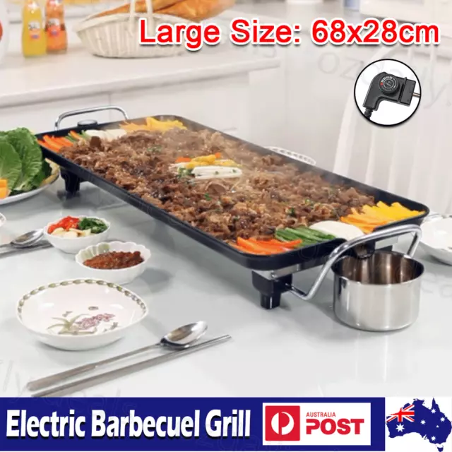 Electric Up to 2000W BBQ Grill Teppanyaki Non-stick Hot Plate Griddle Smokeless