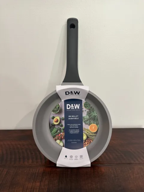 D&W Frying Pan Nonstick FRY Skillet 8 inch Deane & White Premium Cookware  Beige