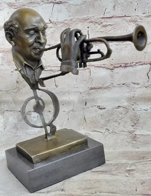 New Orleans Trumpet Horn Player Jazz Bar Street Musician Bronze Marble Statue