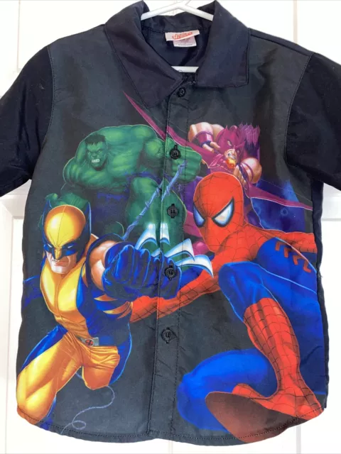 Boys Or Girl., MARVEL, Spiderman, hulk Button Up, Short Sleeve,Shirt SZ,6