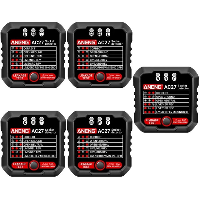 5pcs Outlet Tester Receptacle Tester Power Polarity Phase Detektor Tester US