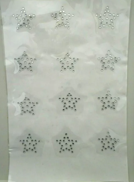 Clear Star Sheet (12 Stars) Rhinestone Iron-On Hot-Fix Applique Transfers #86