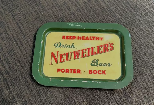 Vintage Neuweiler's Bock Beer Metal Tip Tray Neuweiler Brewing Co Allentown Pa