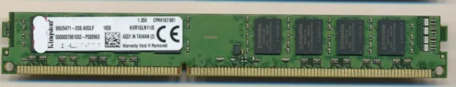 Kingston 8GB RAM PC3-12800 DDR3-1600 Non ECC Desktop Computer Memory KVR16N11/8
