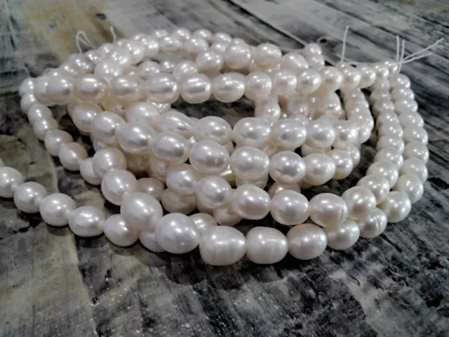 Nat Cultured Freshwater Pearl, Grade AA, 9x8mm, Rice,  Bisque, Approx 40 pce.