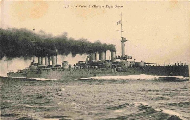 Carte Postale Ancienne – Corfou 1918 – Marine De Guerre – Cuirassé Croiseur Edgar Quinet