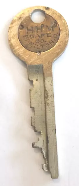 Vintage Key HHM SAFE CO HAMILTON O D Herring Hall Marvin Safety Deposit 2-3/8”