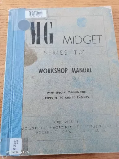 MG MIDGET SERIES TD WORKSHOP MANUAL ~ 1950's Australia Edition Tuning TB TC TD