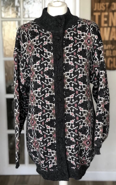Cardigan Nicolucchi Vintage Anni '80 Maglia Maglia Imbuto Collo Bottone M