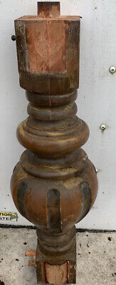 Vtg Newel Post Porch Thick Column Wood Architectural Salvage Craft 21 1/8” Tall