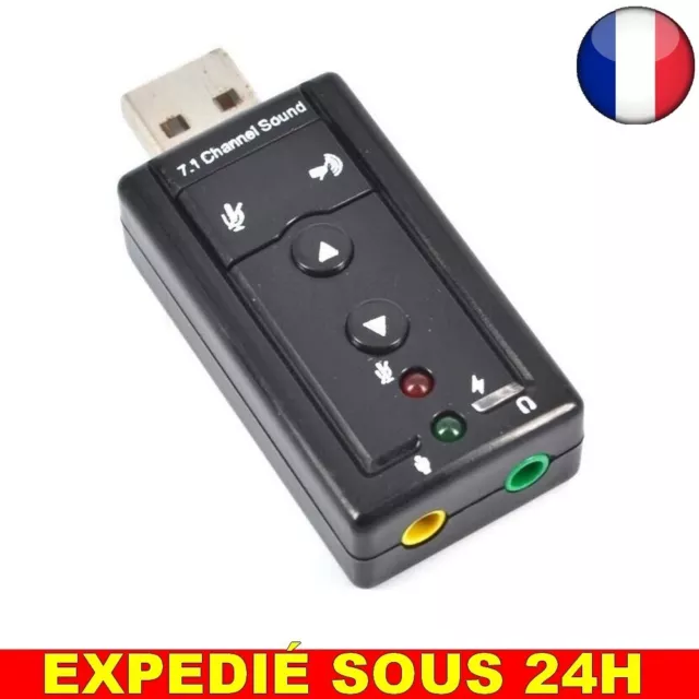 ✅Carte Son USB Externe 7.1 Canaux 3D Audio Adaptateur 3.5mm Casque PC Ordinateur