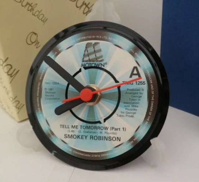 An upcycled Original Vinyl Record 4" Desk Clock - SMOKEY ROBINSON Soul Motown