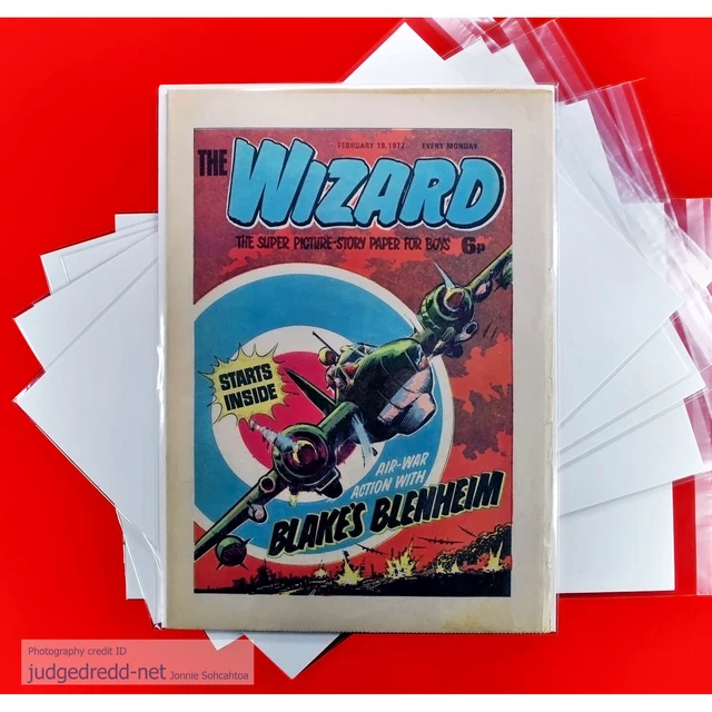 WIZARD COMIC BAGS ONLY (Size5 for A4 Mags) Reseal / Tape AcidFree x 25