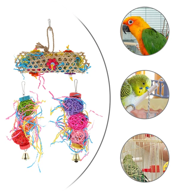 1 Set Shred Hanging Cage Spielzeug Papagei Kauspielzeug Papageienkäfig Zähne Sch