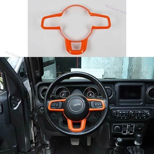 1PC Orange Cover Trim Steering Wheel Button For Jeep Wrangler JL 2018-2022