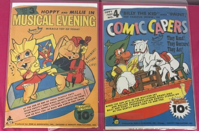 LOT 1946 TIPPY-TOY #3 #4 MUSICAL EVENING, Hoppy Millie Marvel Bunny, COMIC CAPER