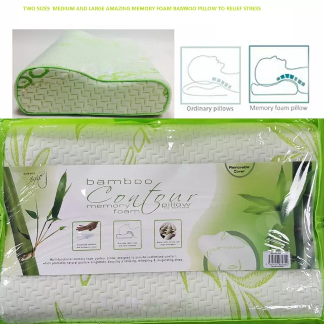 Luxury Bamboo Contour Memory Foam Pillow Orthopedic Neck Head Bamboo