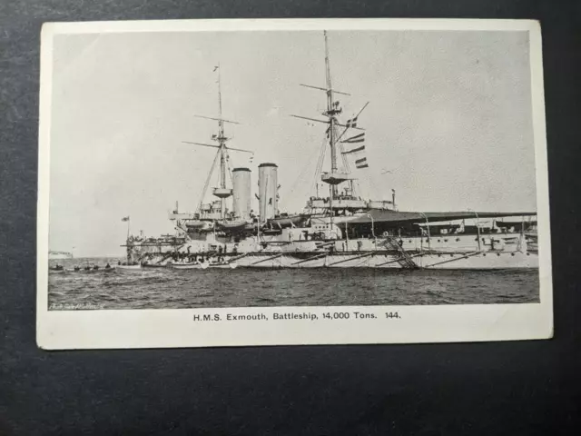 British Battleship HMS EXMOUTH Naval Cover Unused Postcard