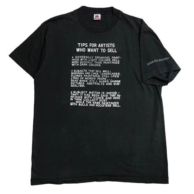 Vintage 90s John Baldessari Tips For Artists T-Shirt Art Holzer Kruger Rare XL Vintage 90s John Baldessari Tips For Artists T-Shirt Art Holzer Kruger Rare XL