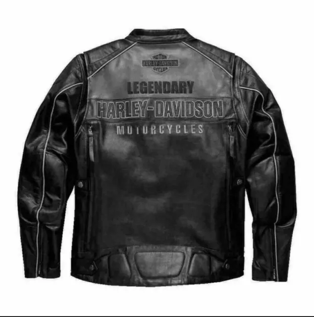 HD Men's Legendary Harley Davidson VOTARY Black Grey Motorbike Leather Jacket2XL